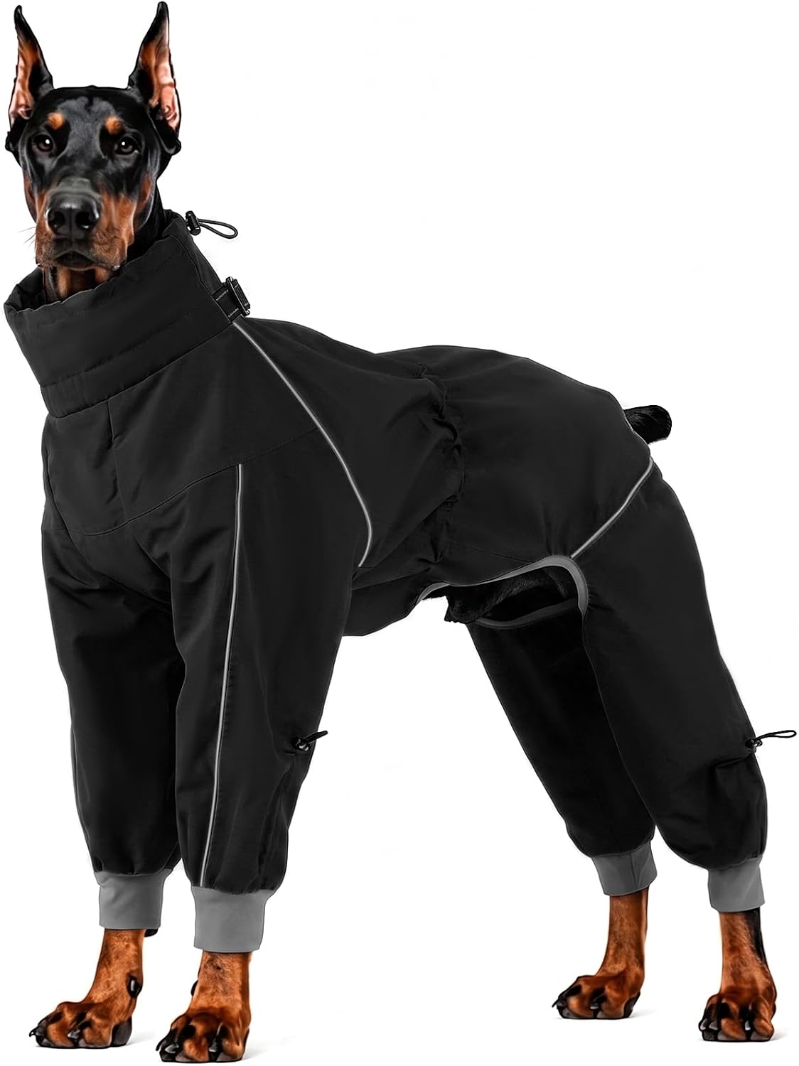 Lelepet Waterproof Dog Raincoat, Hooded Dog Rain Jacket for Large Dogs | Adjustable Full-Body Dog Rain Coat, Built-in Collar and D-ring, Snowproof & Windproof Rain Jacket, Reflective Stripe
