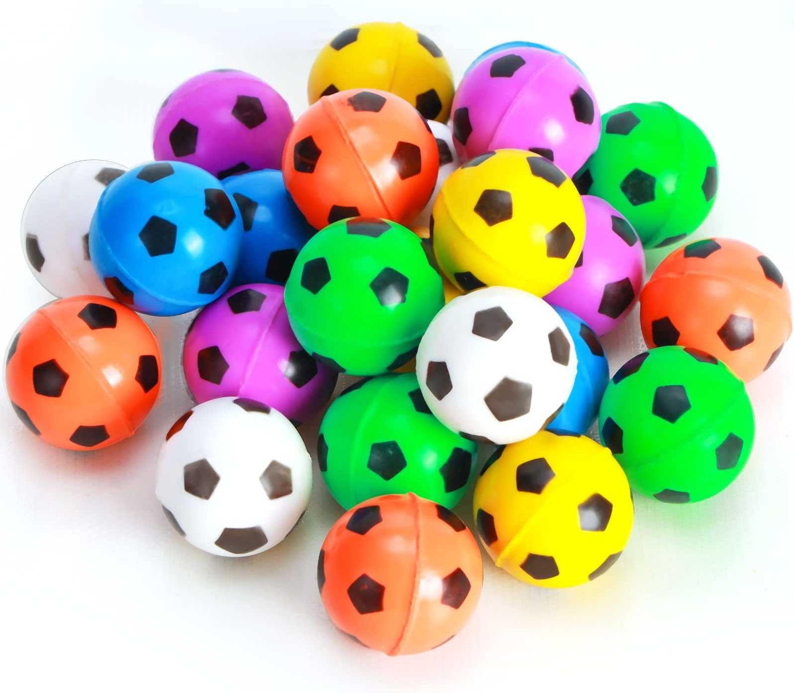 Pllieay 24Pcs 6 Color Soccer Bouncy Balls for Kids Party Favors, 27mm Rubber Sports Bounce Balls Bulk for Soccer Party Favors Goodie Bag Stuffers Classroom Prizes Birthdays Christmas Gift for Boys