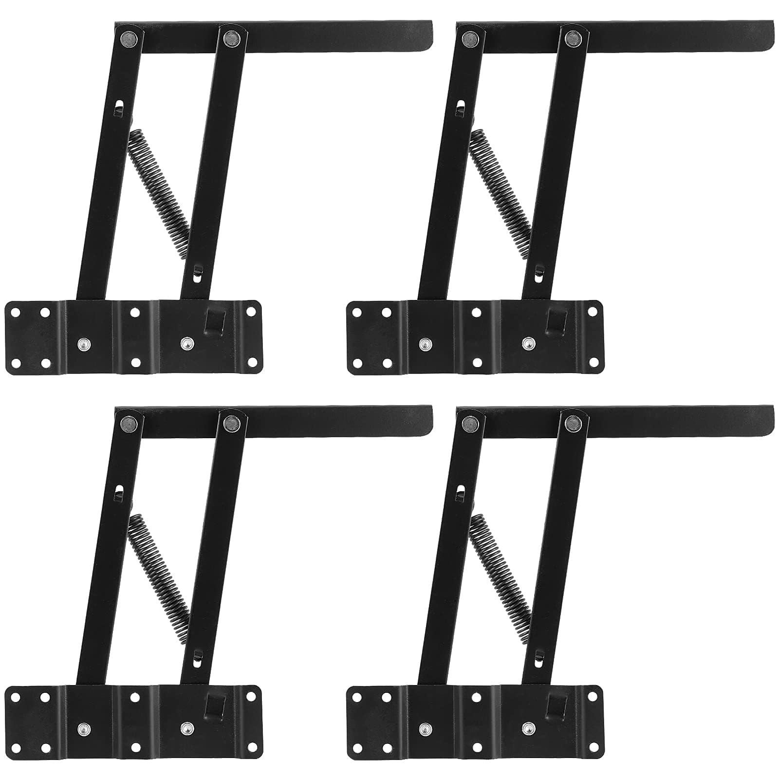 4 piezas de 2 pares de bisagras superiores de 9,5 pulgadas, soporte plegable, soporte para mesa de té, mecanismo de bisagra para muebles, estante de elevación, color negro
