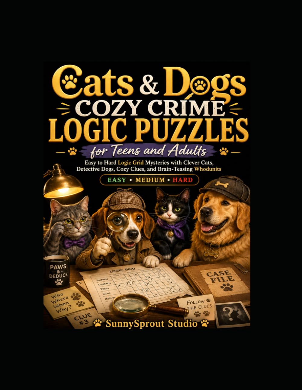 Cats & Dogs Cozy Crime Logic Puzzles for Teens and Adults: Easy to Hard Logic Grid Mysteries with Clever Cats, Detective Dogs, Cozy Clues, and Brain-Teasing Whodunits (Cats & Dogs Logic Puzzles)