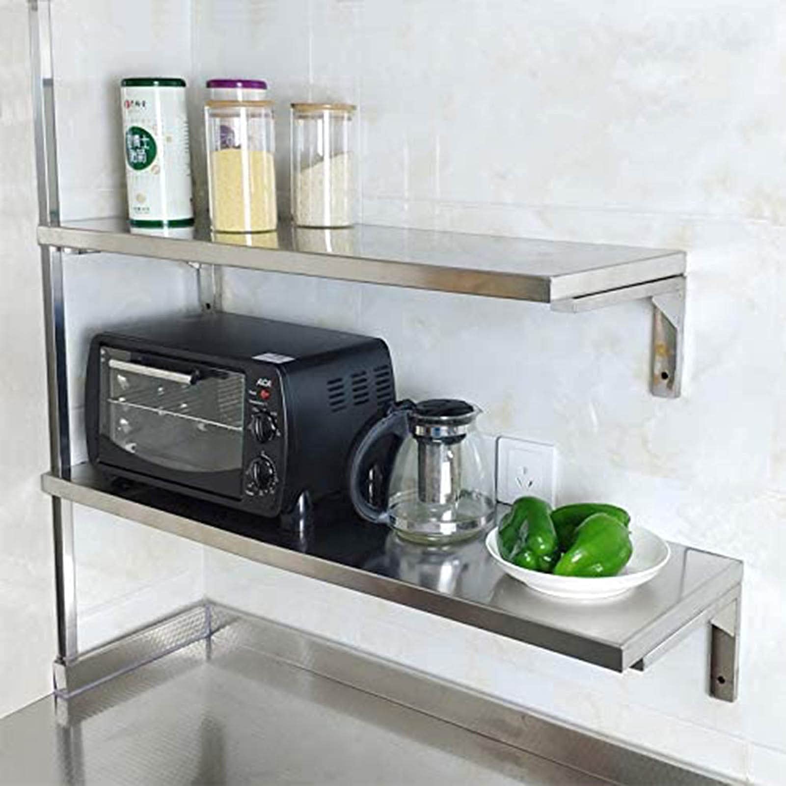 Banco da lavoro a parete pieghevole per tavolo da pranzo in acciaio inossidabile 304 per cucina, sala da pranzo, bar domestico, salvaspazio (colore: argento, dimensioni: 47.2x15.7in) (argento