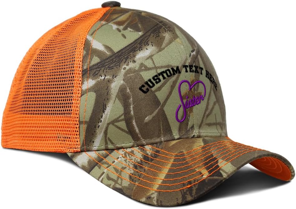 Camo Mesh Trucker Hat Purple Heart Sister Embroidery Neon Hunting Baseball Cap Cotton