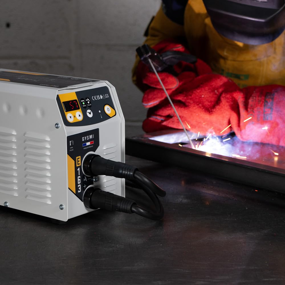 GYS, GYSMI E163, Poste à Souder à l'Électrode Enrobée 160A Monophasé 230V (MMA), TIG DC Lift, MMA Pulsé, Digital, Arc Force, Antisticking, Hot Start, Avec valise, Porte-électrode, Câble de masse
