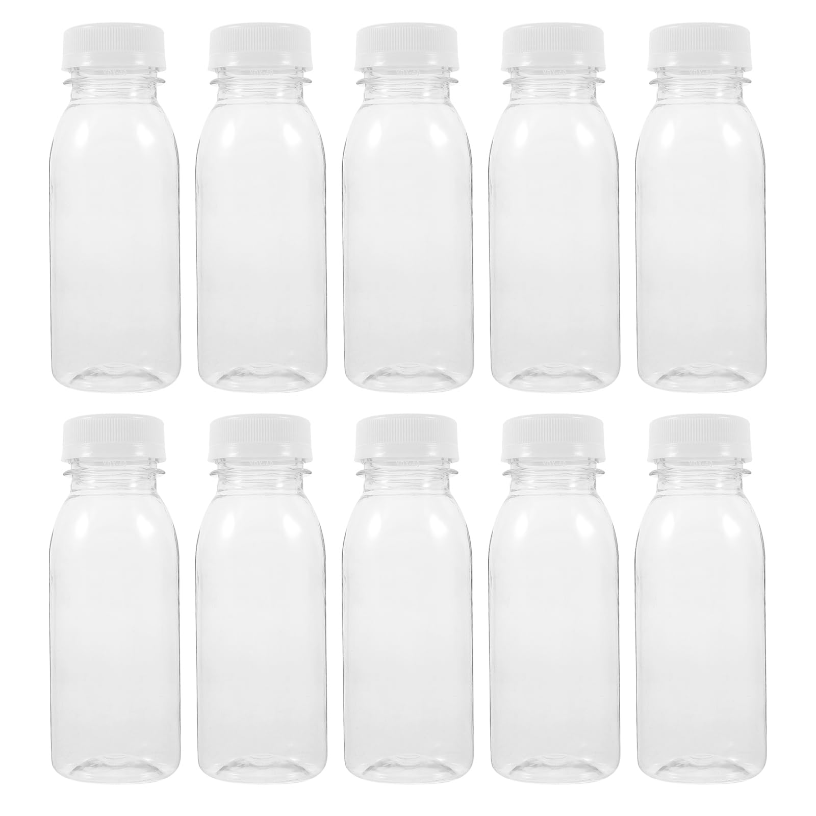 Housoutil Kunststoff Saftflaschen zum Befü, 200 Ml Milchflasche Aus Kunststoff, 10 Stück Wiederverwendbare Leere Smoothie-Flasche, Transparente Großgetränkebehälter Für Saft, Milch Und Andere Getränke