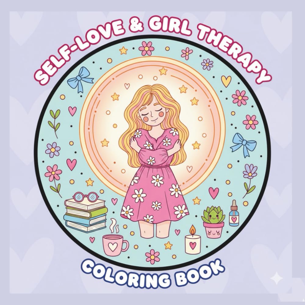 Self-Love Therapy And Girl Therapy: A Cozy, Relaxing Coloring Book for Stress Relief, Mindfulness, Anxiety Relief, and Emotional Healing for Women, A Cozy Coloring Journey,