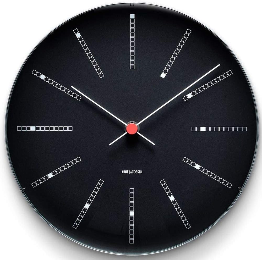ARNE JACOBSEN CLOCKS Wall Clock, Aluminium Mineral Glass, Black, 21 cm