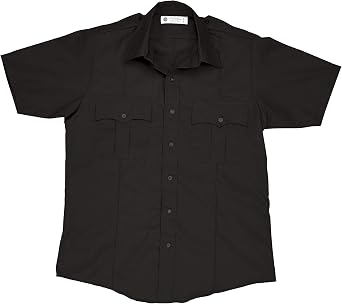 Liberty Uniform Mens Short Sleeve Police Shirt | 100% Polyester | Stain Repellent Uniform Apparel Black