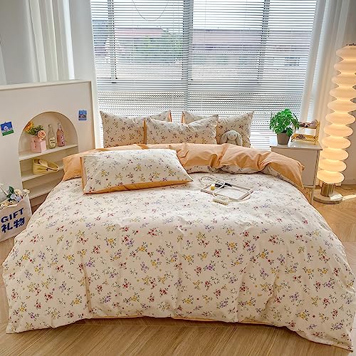 Motntd MO230814Q6 Garden Floral Duvet Cover Queen Cozy Cotton Bedding Set Queen Shabby Chic Aesthetic Colorful Flower Pattern Duvet Cover Set cover