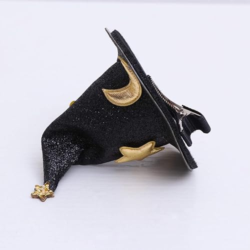 Miniatura 9 de Happyyami 2 piezas mini sombrero de bruja tocados mujeres niña sombrero pinzas pelo horquillas lindo pasadores negro