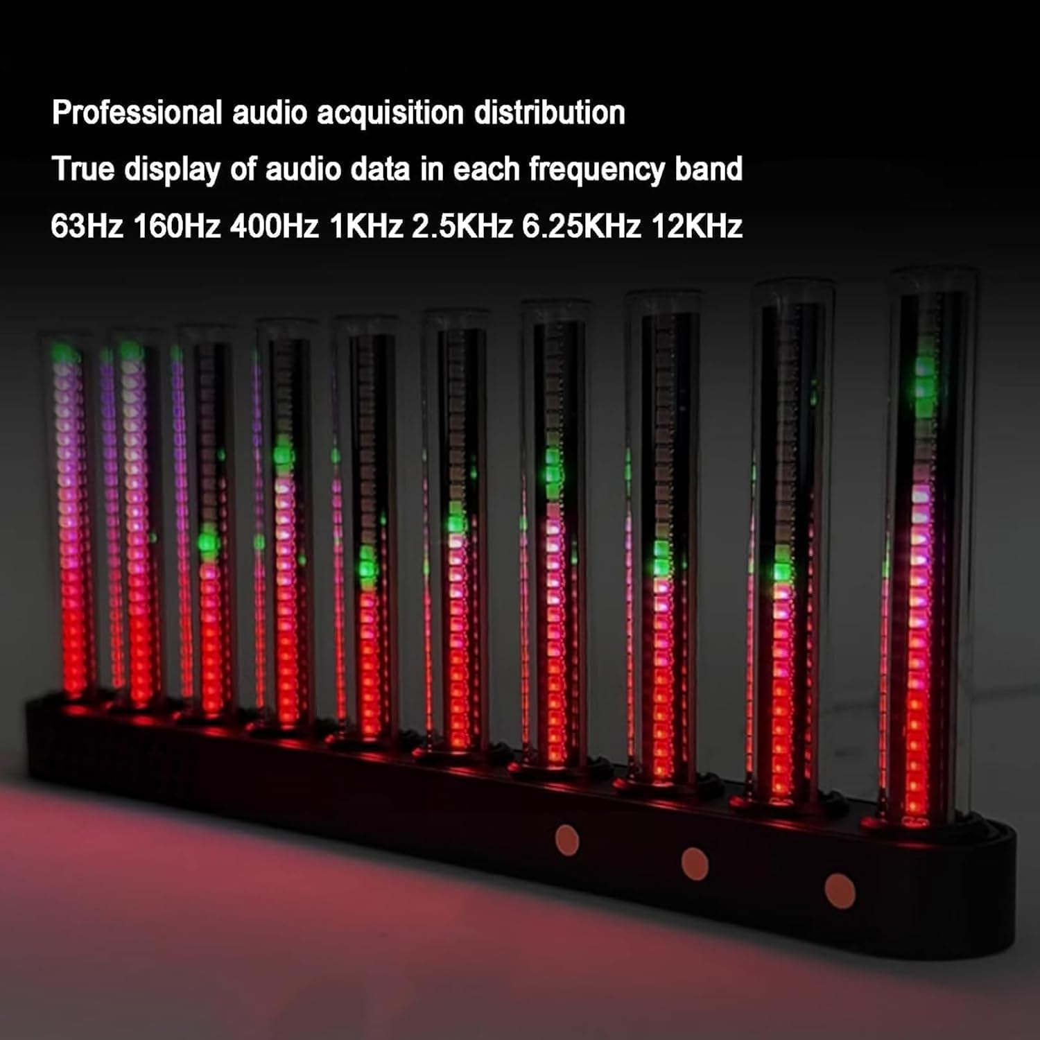 Miernik odbioru spektrum muzyki LED, lampa otoczenia, z 10 lampami Nixie, 6 dynamicznymi trybami światła, interfejs audio, do komputera stacjonarnego, studia i pokoju gier