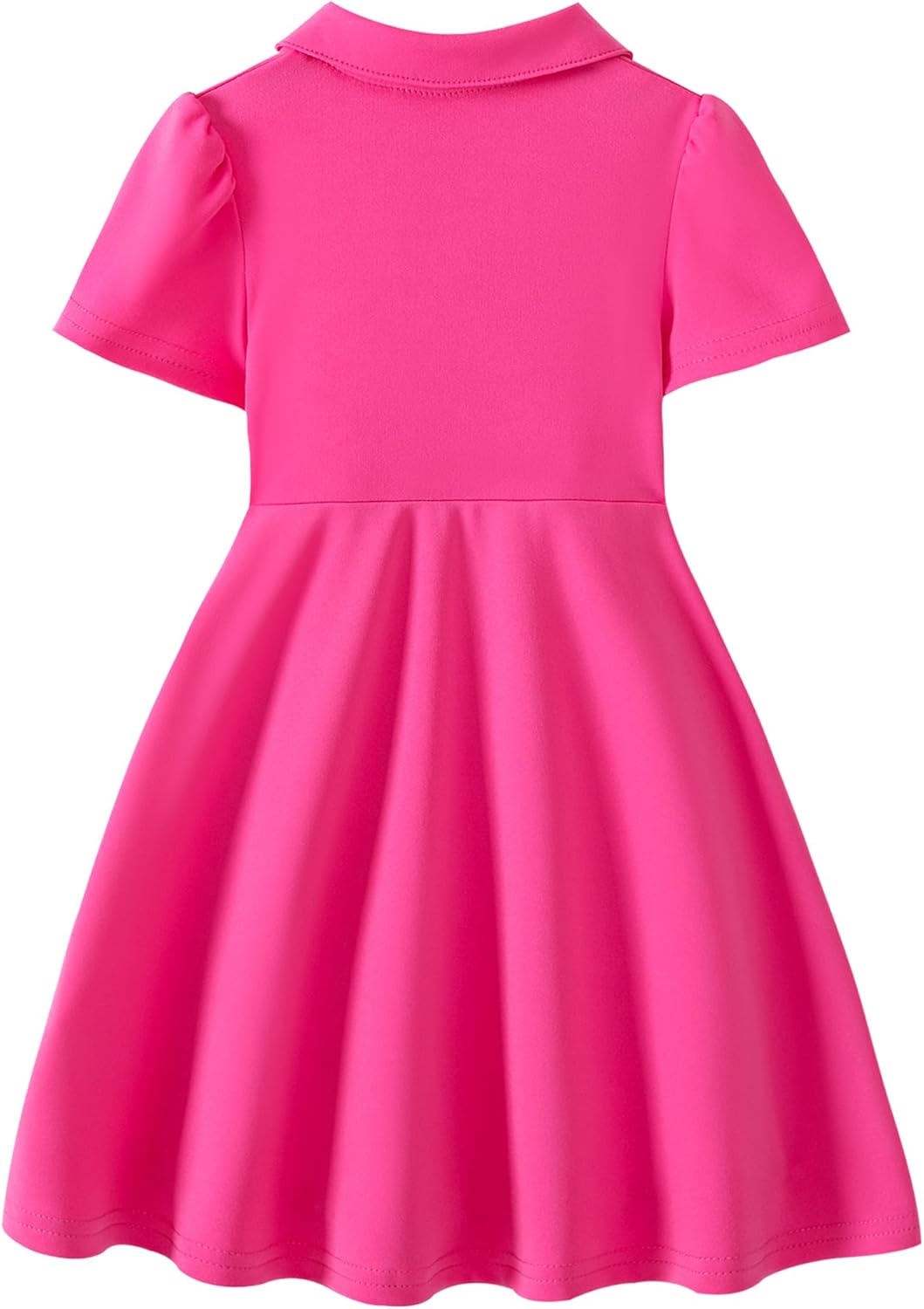 Hilinker Toddler Girls Ruffle Short Sleeve Polo Dress Cute Heart Print Uniform Dresses - Image 2