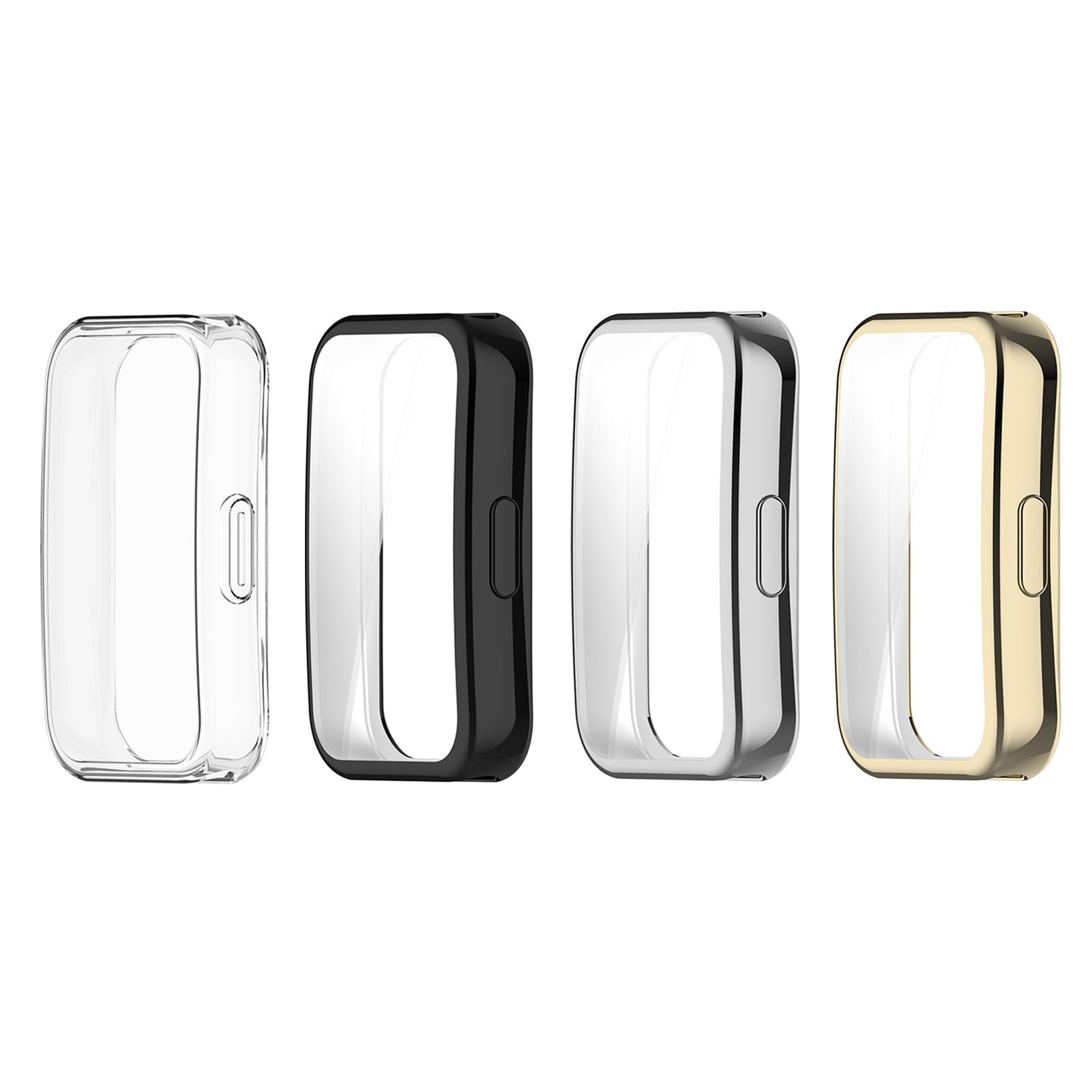 4 Pack Watch Case Compatible with Huawei Band 8 Screen Protector Case Smart Watch Bumper Protective Cover Film Soft TPU Full Coverage HD Anti-Scratch