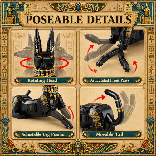 Image of Animal Egyptian Pharaoh Dog Building Blocks Sets Anubis Model Building Kits Doberman Dog Toys Gifts for Kids Adults 1208 PCS