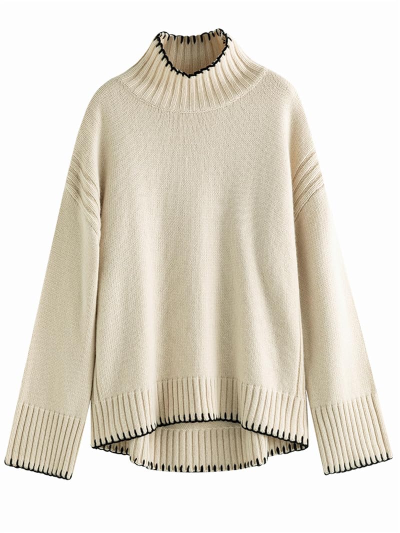 Frauen Hoher Kragen Lose Pullover Pullover Solide Lässige Lange Ärmel Dicke Pullover