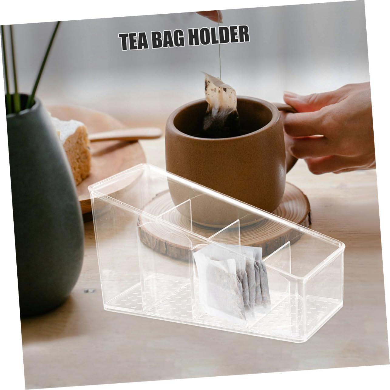 2pcs Tea Bag Storage Box with Compartments Clear Tea Bag Organizer for Easy Access Compact and Elegant Design for Kitchen Counter and Cabinet Organization
