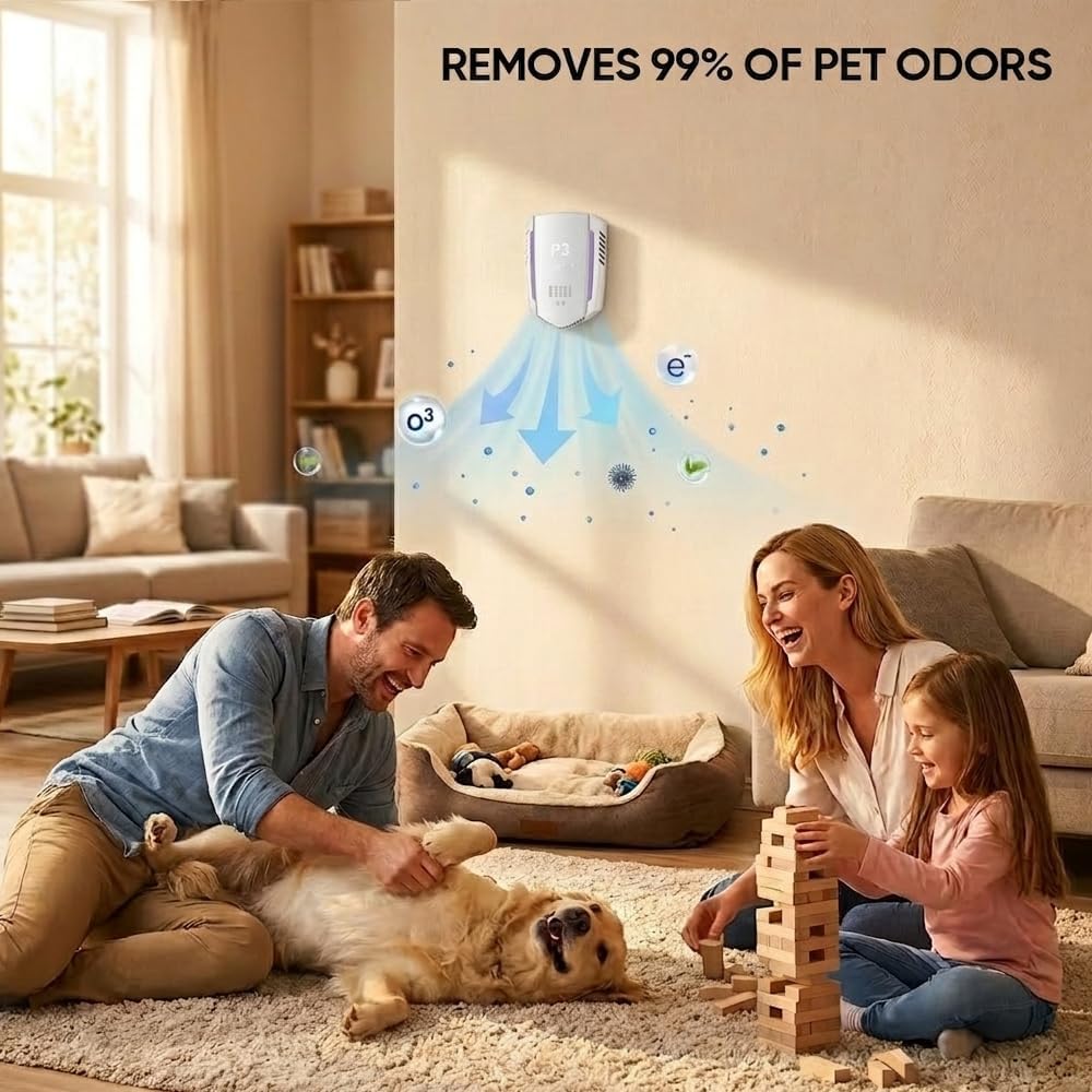 Cat Litter Deodorizer, Pet Odor Eliminator for Home, Plug-in Odor Control Device with 5 Modes for Litter Box, Bathroom, Closet and Indoor Spaces (1PC)