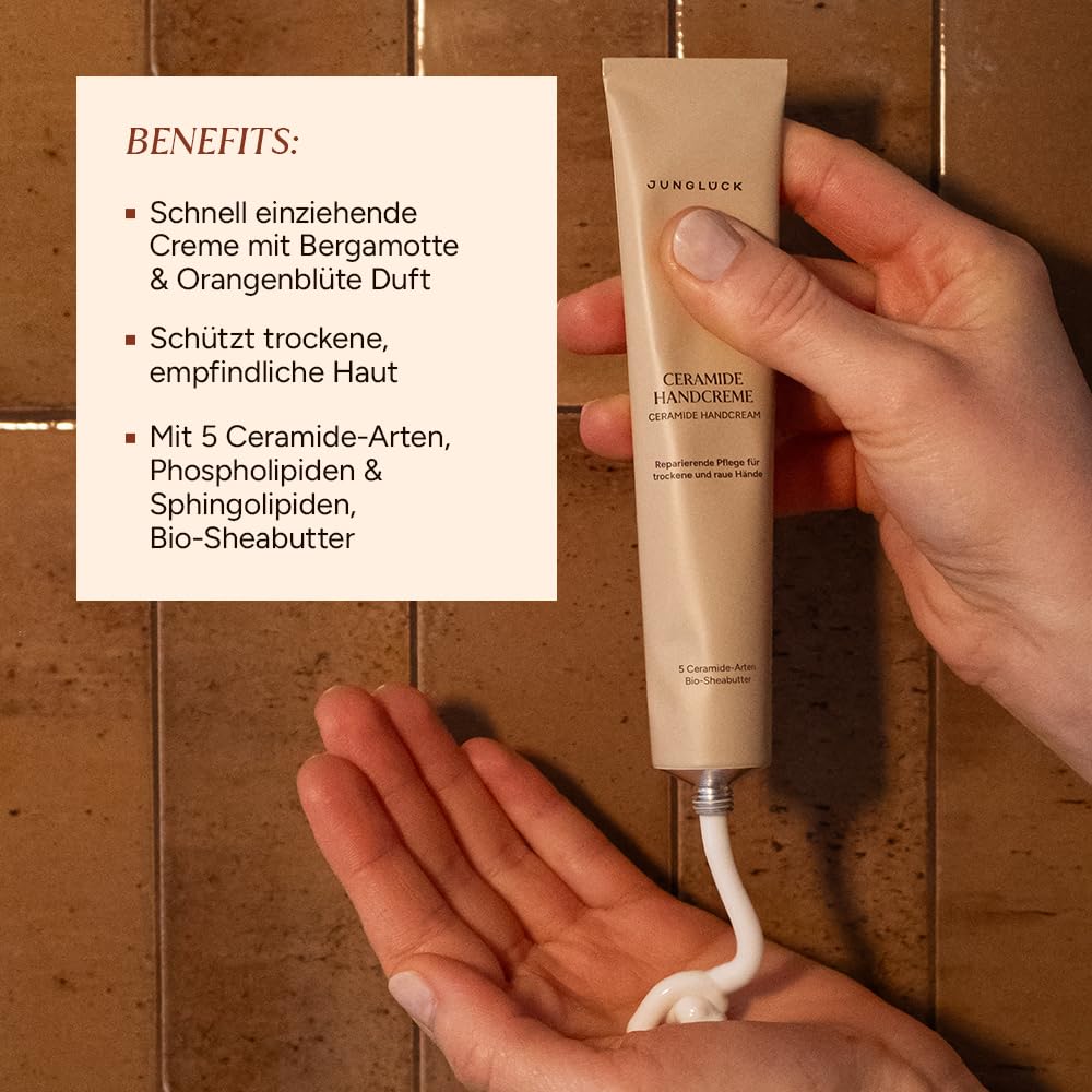 JUNGLCK Ceramide Hand Cream - Vegan | Moisturising care for dry and rough hands - Fast-absorbing cream with 5 ceramides for intensive care with bergamot & orange blossom fragrance - Image 2