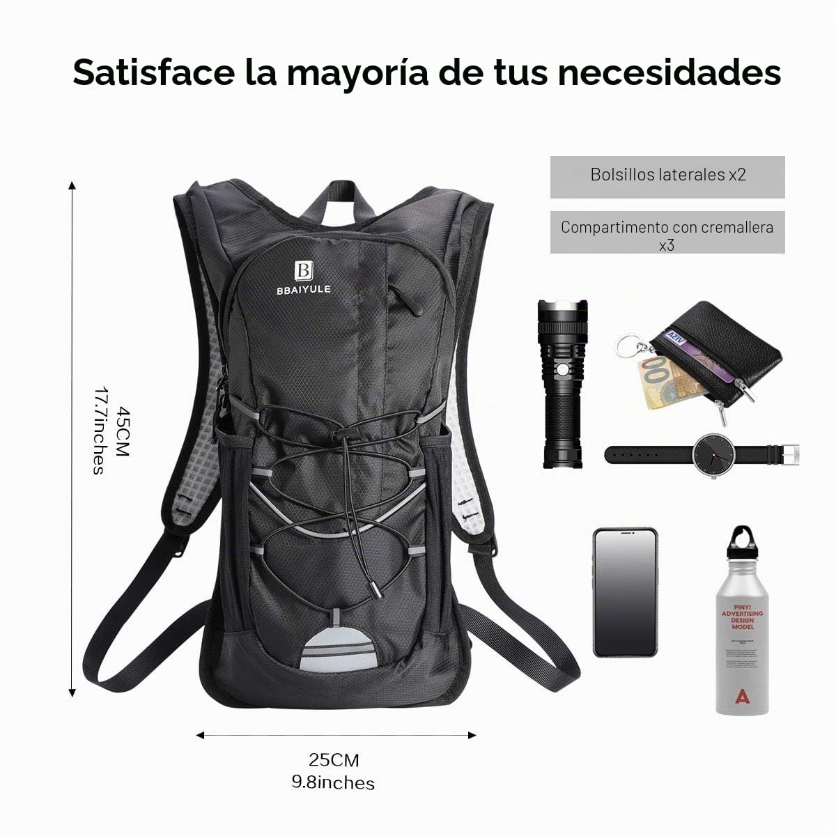 Mochila de hidratación de 2L con bolsa de bicicleta de vejiga de hidratación para correr al aire libre Ciclismo Ciclismo Senderismo , Mochila de agua con sistema de hidratación para hombresy mujeres