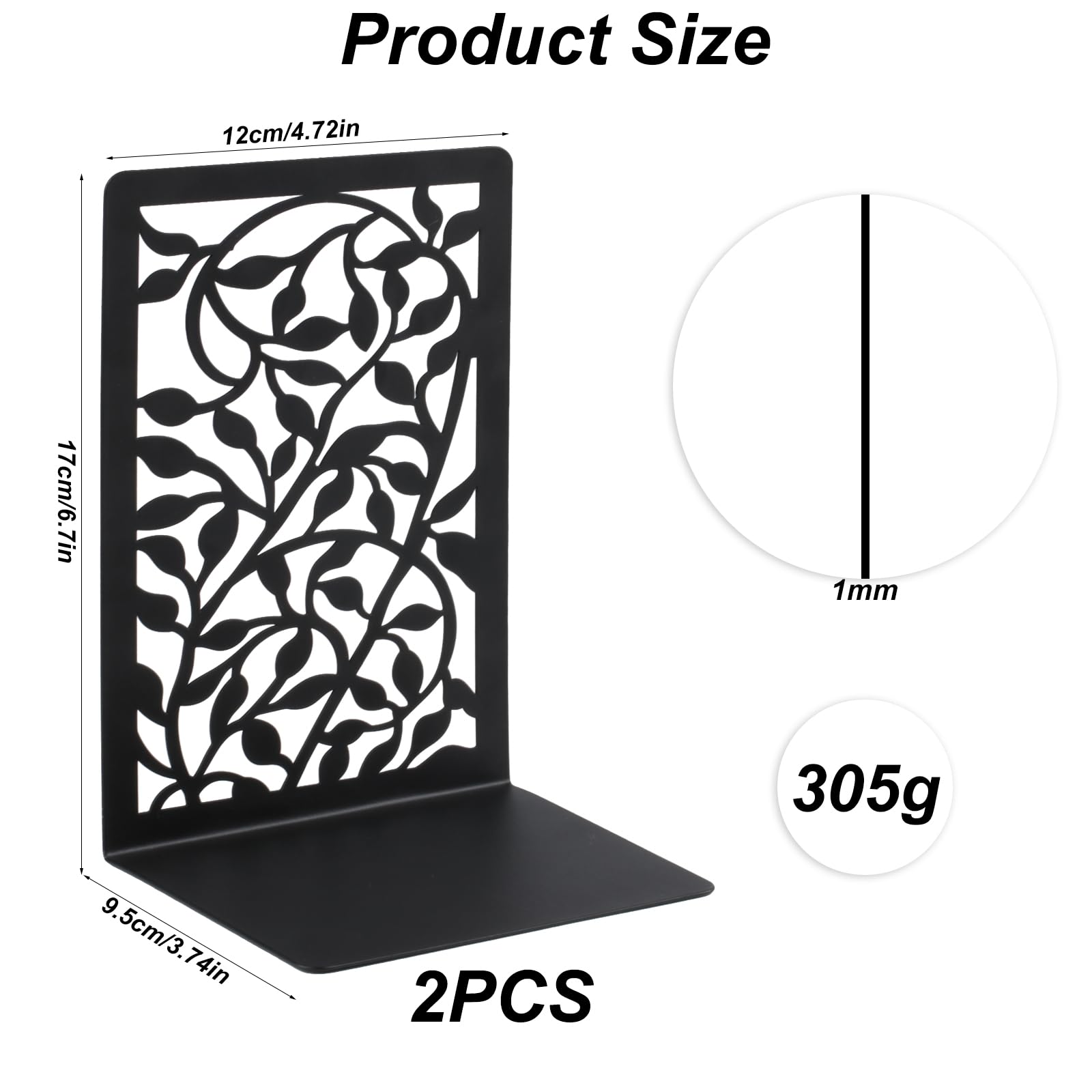 1 Par Podpórki na Książki, Metalowe podpórki na Książki, Czarne Metalowe Książki, Book Holder Bookends, Podręcznik do Regału, Podręcznik, Podręcznik do Biura Szkolnego domowego Podręcznik do Nut