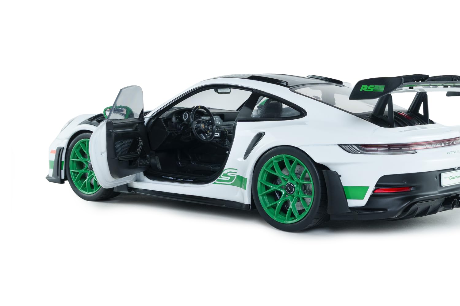 Solido - Porsche 911 GT3 RS 2024 1:18 - Maquette Die-Cast Tribute to Carrera RS Package, Modèle à Collectionner en métal Blanc avec Base en Plastique, boîte à fenêtre