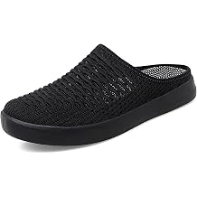 Womens Mesh Breathable Flat Mule Shoes Closed Round Toe Knit Backless Slip On Softsole Lightweight Walking Shoes for Vacation Work