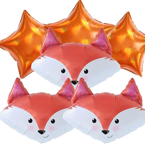 Globos de papel de aluminio con cabeza de zorro, suministros de fiesta de cumpleaños con temática de zorro apropiado para la edad, globos de helio