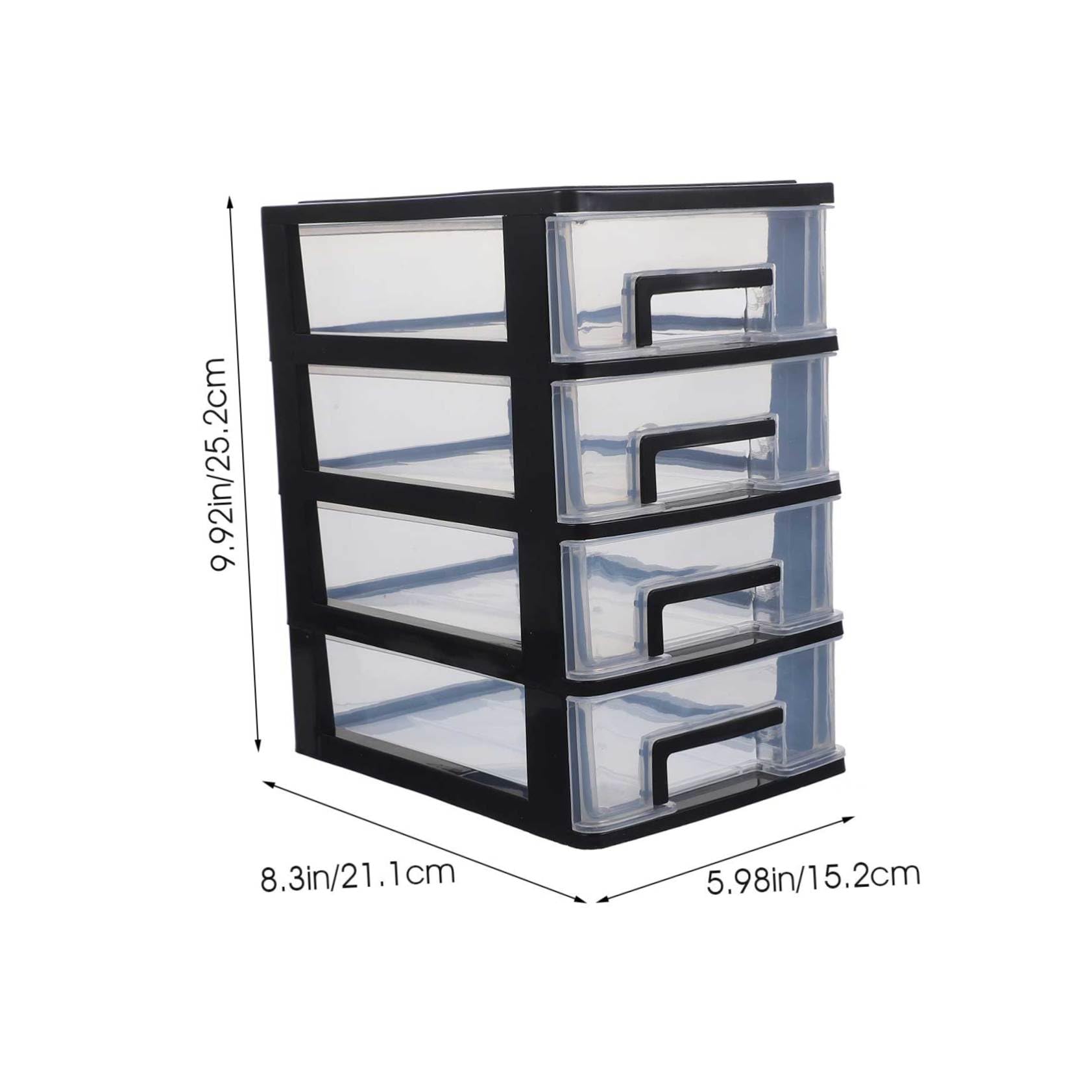 Gabinete de Almacenamiento 4 Cajones de Plástico Transparente, Diseño Multicapa para Organización en Estudio y Sala, Compacto y Funcional