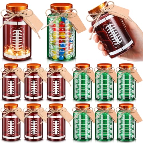 Blushtier 12 Set Football Party Favor Jars with Gift Tags Twine Stickers