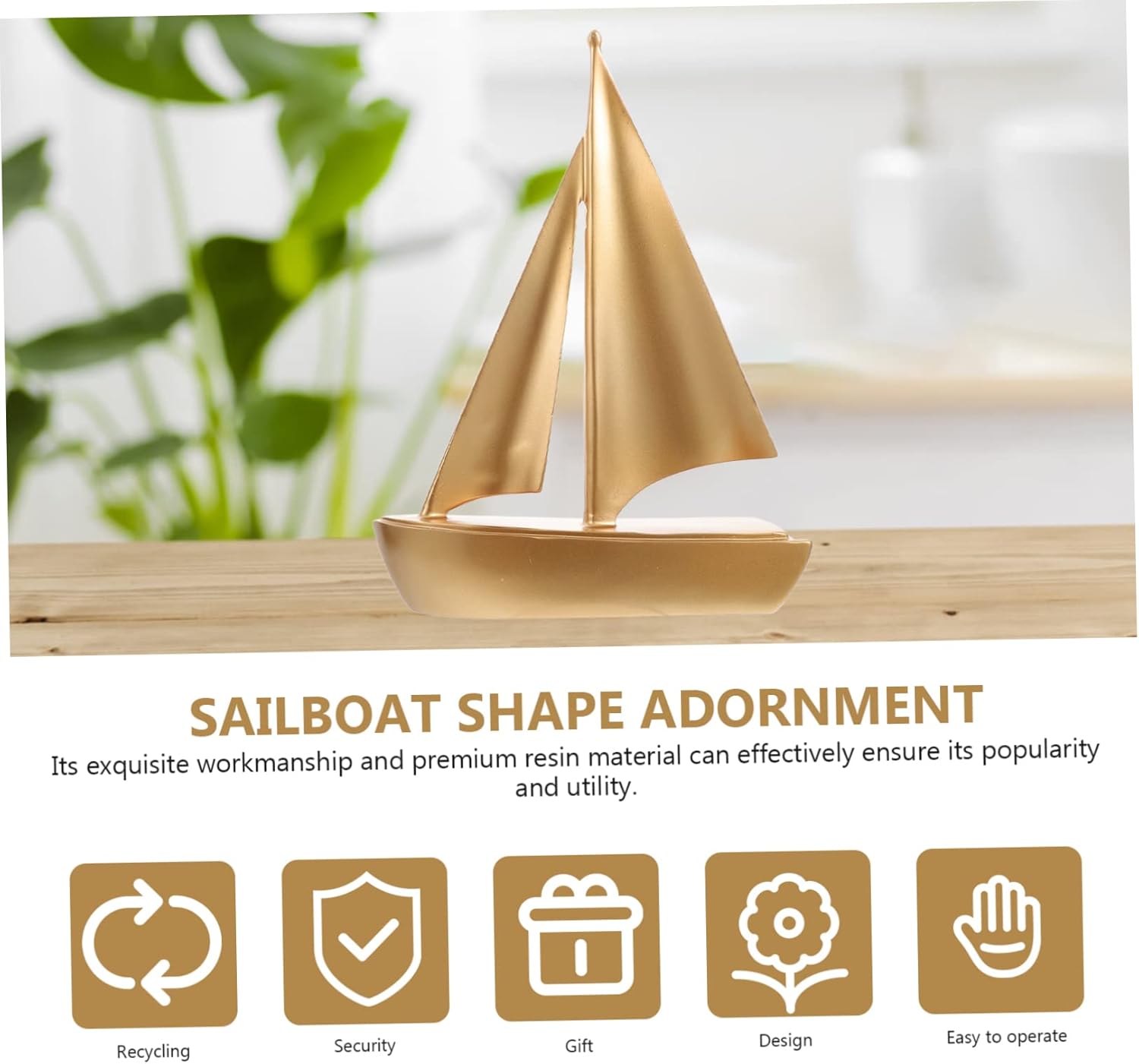 Resin Sailboat Ornament Retro Nautical Decor for Home and Office Elegant Desktop Adornment Housewarming and Stylish Sailboat Model