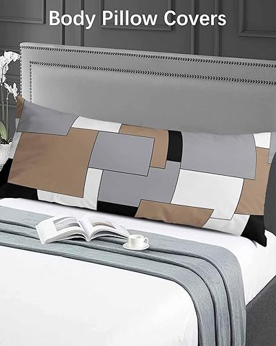 Miniatura 5 de Funda de almohada abstracta de cuerpo negro y marrón, fundas de almohada suaves de cama decorativas de lujo para sofá largo lumbar con cierre de