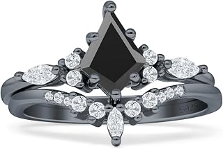 Two Piece Kite Shape Bridal Ring Set Marquise Crown Stackable Band Cubic Zirconia Wedding Engagement Ring Solid 925 Sterling Silver