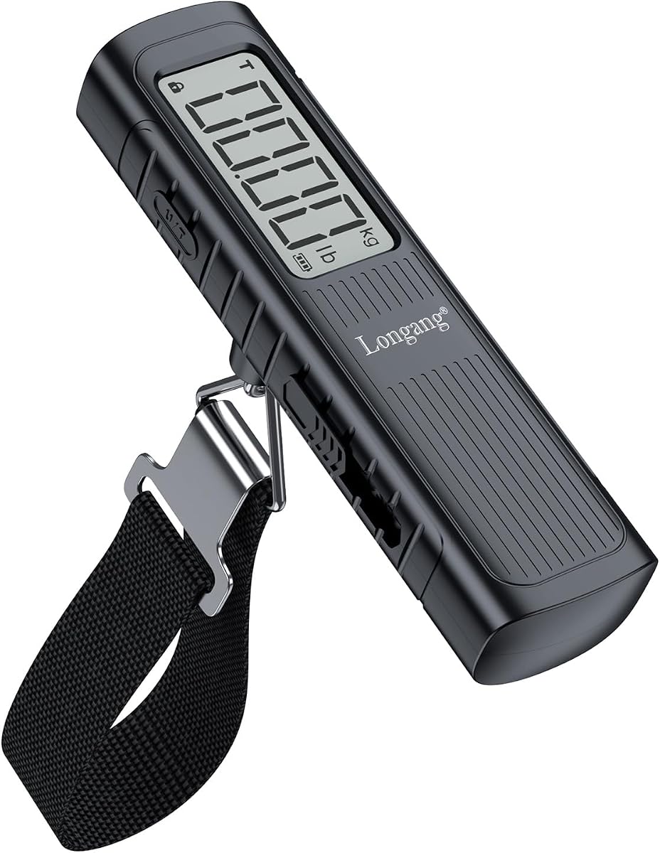 Battery-Free Digital Luggage Scale, 110lbs/50kg Portable Handheld Hanging Scale for Luggages, Suitcases, Backpacks & Bags, Easy Weighing for Travel, No Need Batteries (Black)