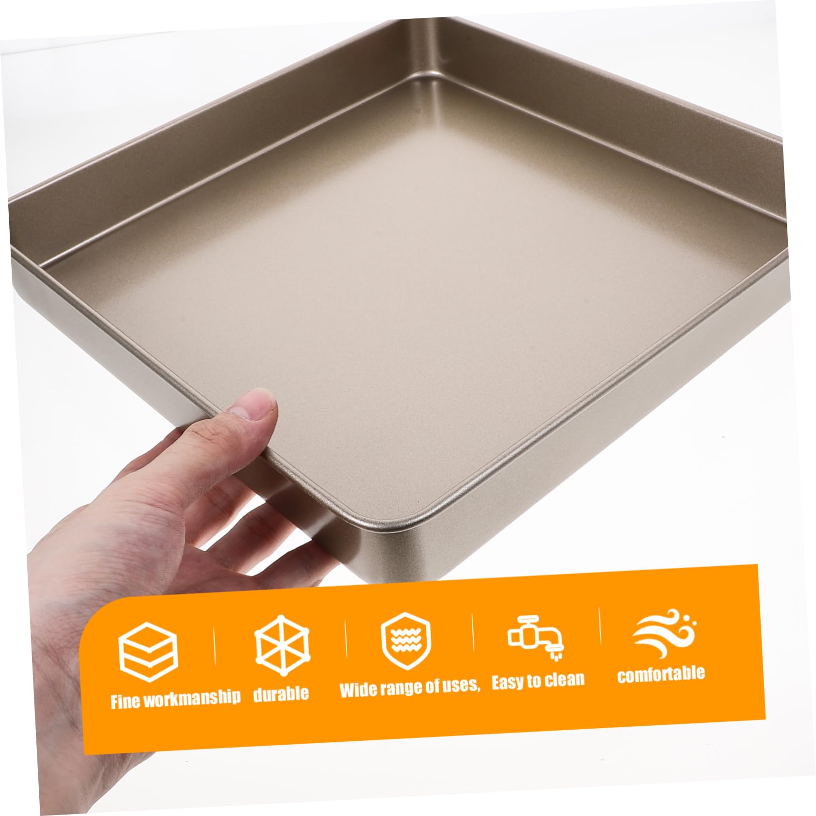 SOLUSTRE Teglia Quadrata Antiaderente per Dolci 28cm in Acciaio al Carbonio, Facile da Pulire, per Forno e Cucina Domestica