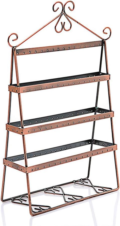 Sky Piea 60 Pairs Earring Stand Metal Tabletop Earrings Holder Jewelry Organizer Display Rack (Bronze)