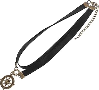 KESYOO Vintage Double Layer Satin Ribbon Necklace with Antique Bronze Compass Pendant Style
