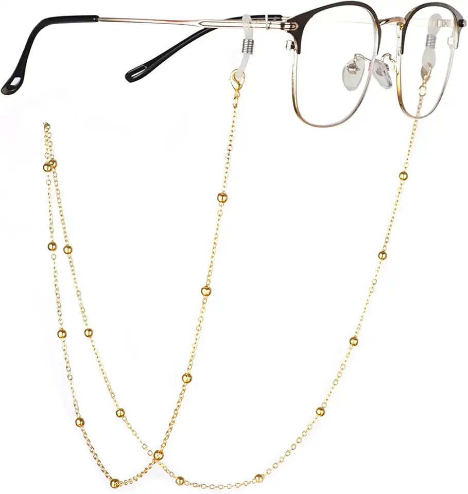 Corrente de óculos de aço inoxidável para mulheres, elegante, suporte de óculos de sol ao redor do pescoço, cordão moderno para óculos de sol e alça de óculos