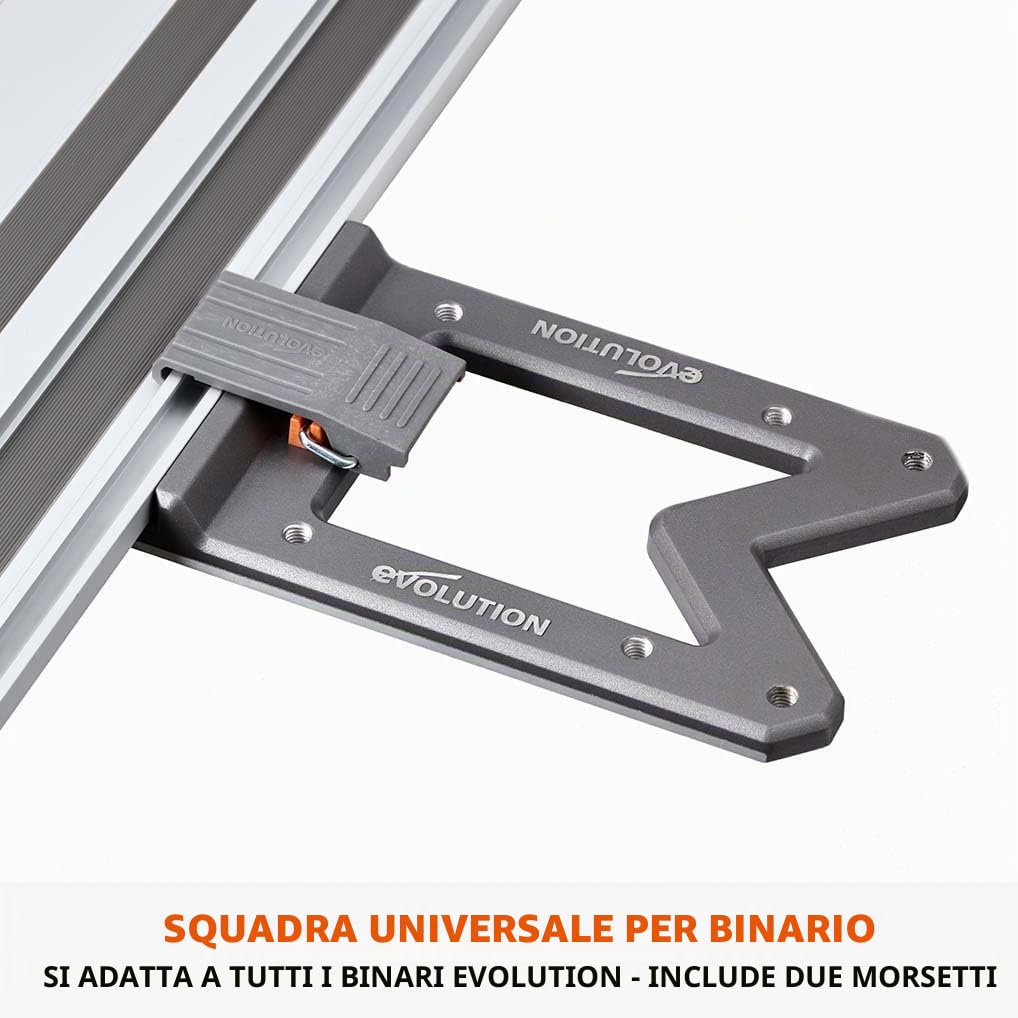 Evolution Power Tools Kit di accessori per binari, guide per sega circolare, kit di accessori: 1 x cavo e guida tubo, 1 x binario quadrato, 1 x arresto sega, 2 x strisce di taglio da 1,4 m