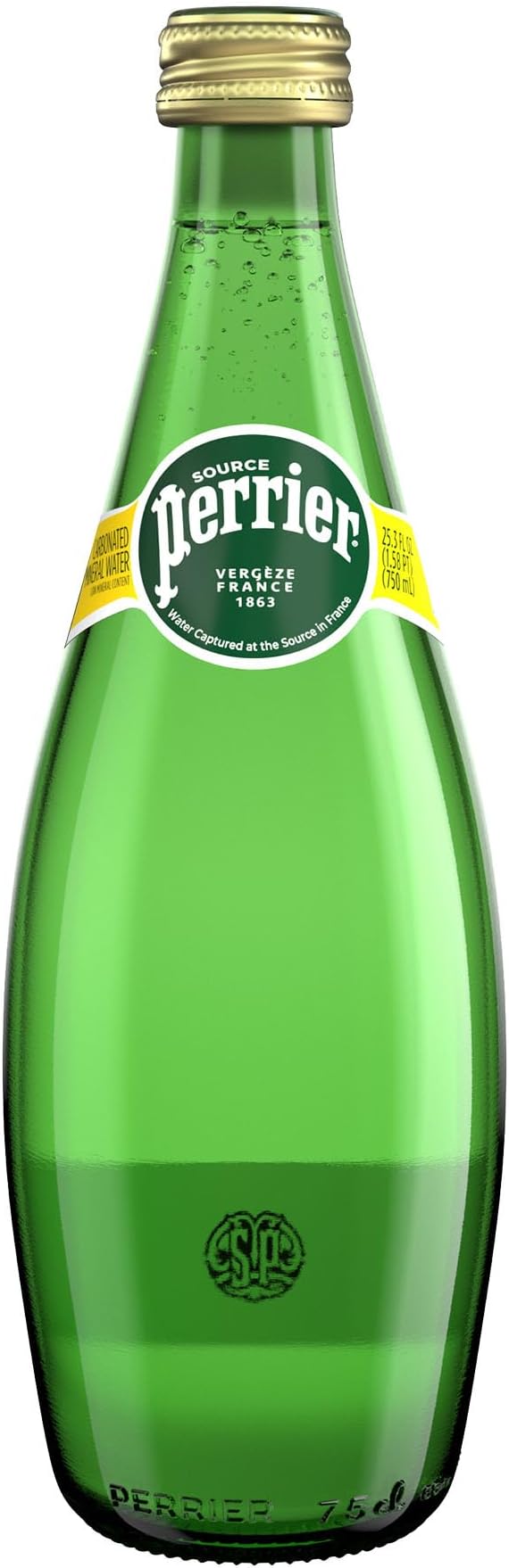 Perrier Sparkling Carbonated Natural Mineral Water • Water Captured at the Source in France, 25.36 fl oz ℮ 750 ml, 12 Pack مياه بيرييه الفوارة المعدنية الطبيعية