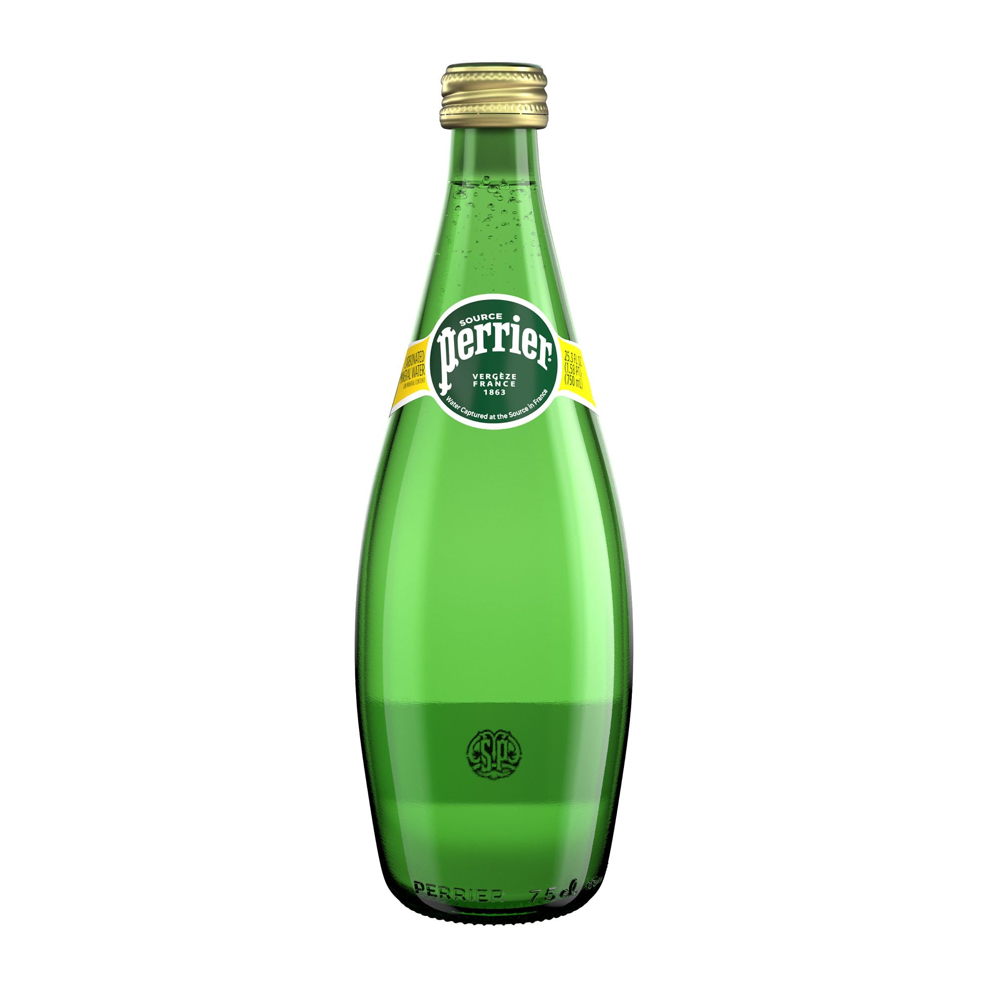 Sparkling Carbonated Natural Mineral Water • Water Captured at the Source in France, 25.36 fl oz ℮ 750 ml, 12 Pack مياه بيرييه الفوارة المعدنية الطبيعية