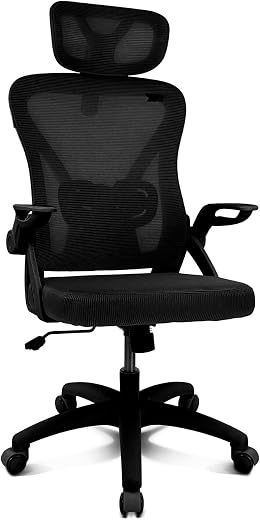 🔥 DRIFT GAMING DRAIR35 – Silla Escritorio Ergonómica Oficina y Hogar de Malla tensada Transpirable, Reclinable 90-120°, Reposacabezas y Reposabrazos Abatibles, Soporta hasta 120 kg, Negro