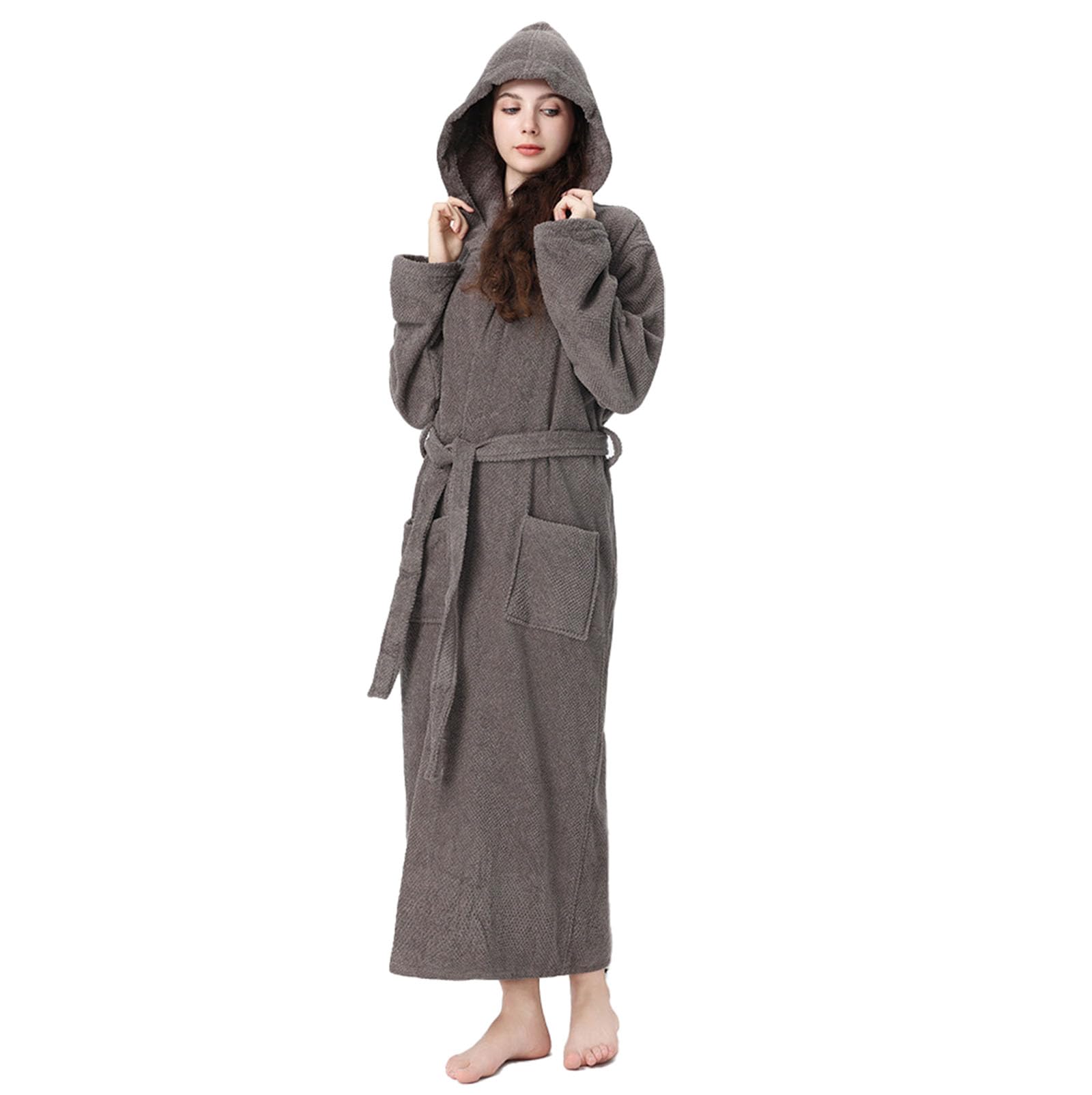 Generic Szlafroki bawełniane frotte dla kobiet i mężczyzn, szlafrok frotte z kapturem, szlafrok spa dla mężczyzn i kobiet Unisex