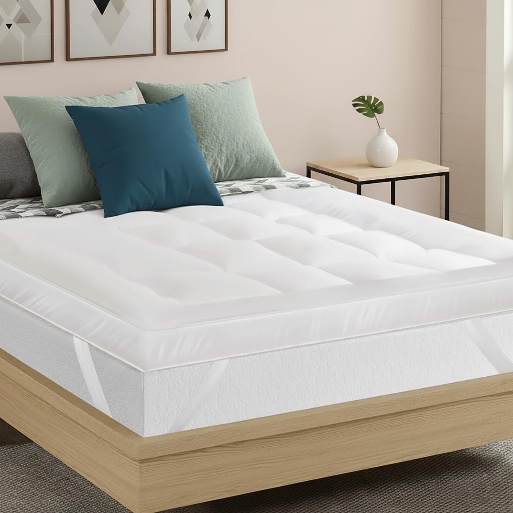 Quilted King Size Mattress Toppers – 10cm Microfiber Deep Fill 1100 GSM King Mattress To...