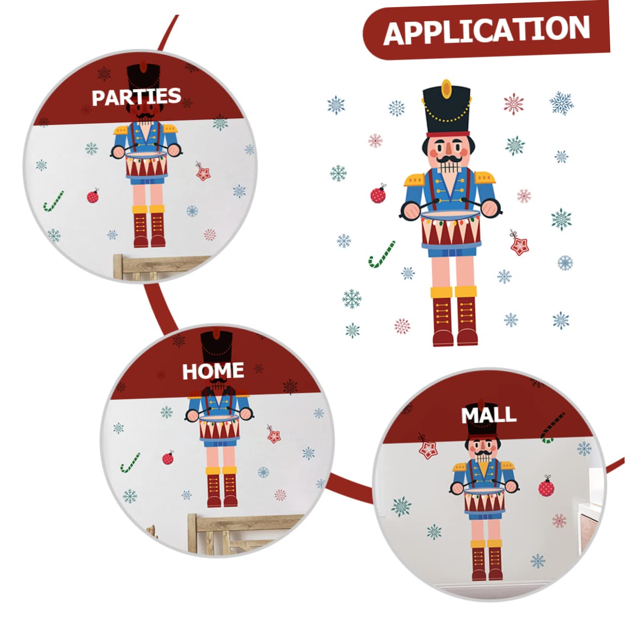 Alipis Lot De 4 Autocollants Décoratifs En Pvc Motif Flocon De Neige Et Casse-noisette Pour Fenêtre Décoration De Noël