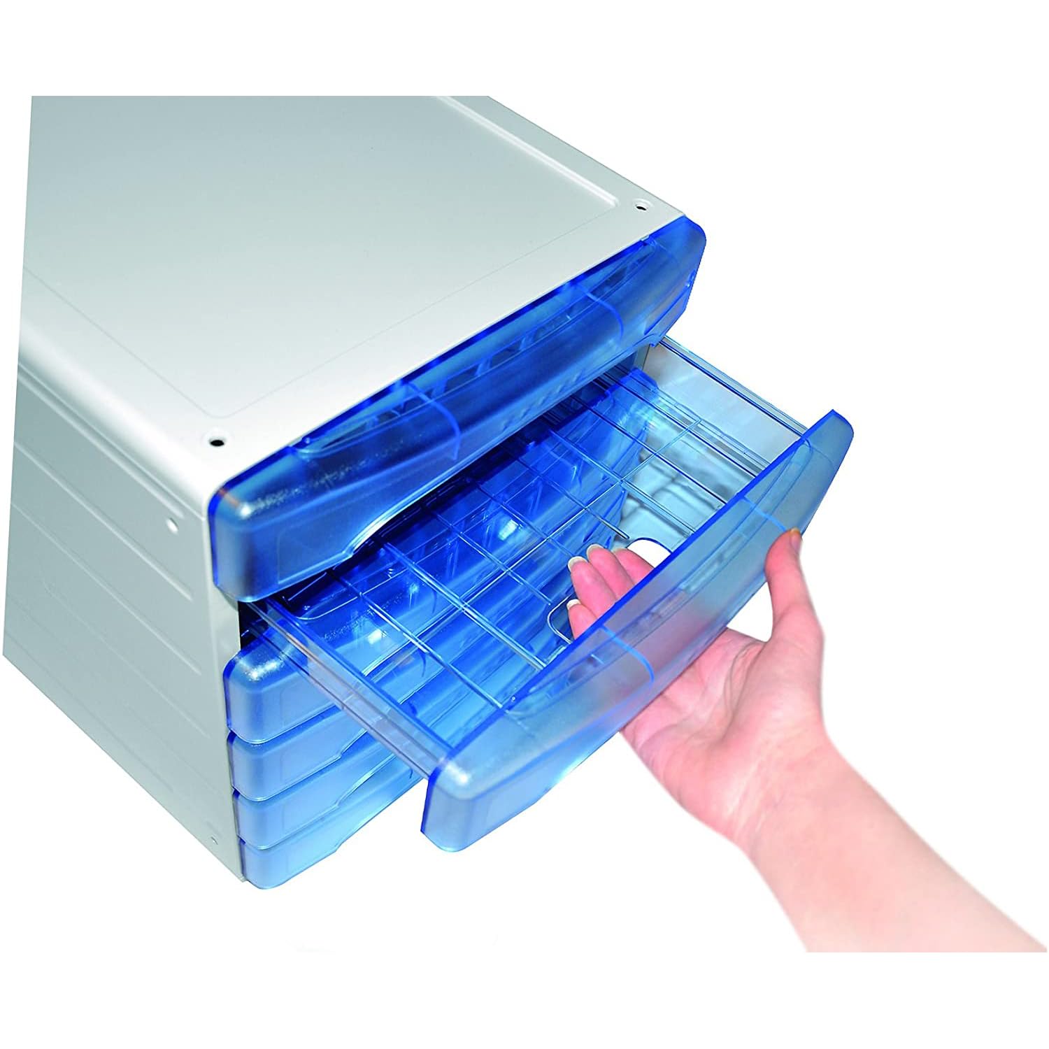 Arda TR13G6PBL Cassettiera, Azzurro/Trasparente