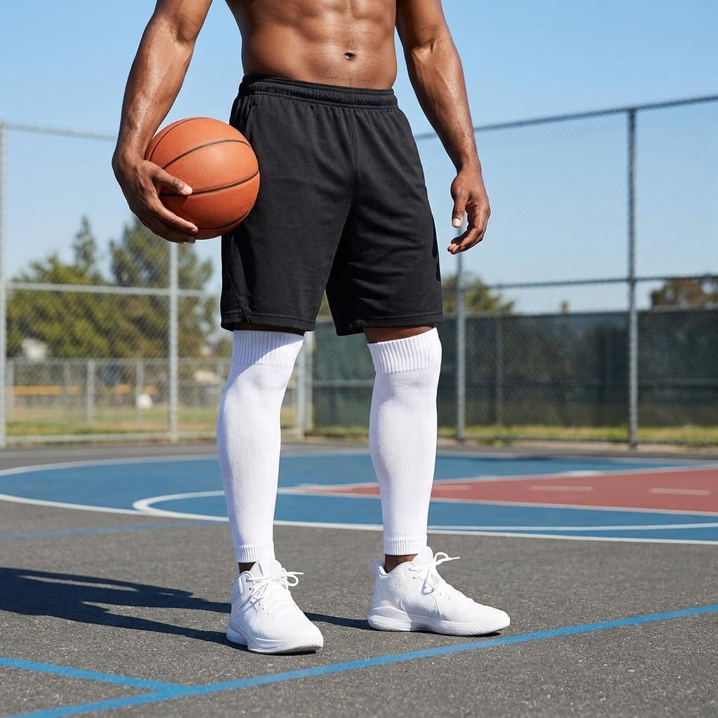 2 Pairs Soccer Socks - Shin Guard Sleeves for Men