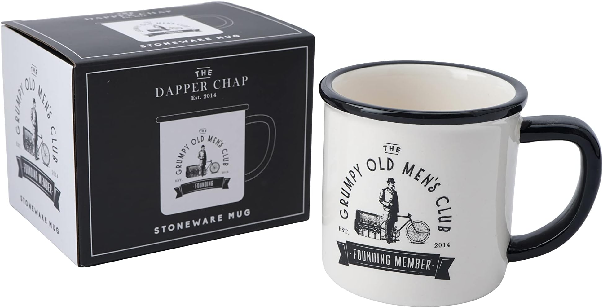 CGB Giftware Grumpy Old Men’s Club Stoneware Mug | Black and White | Gift Box | Kitchen Accessory | Gift for Him | Dapper Chap GB06922