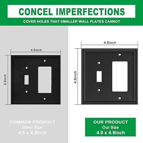 Miniatura 9 de Placa decorativa moderna negra para interruptor de luz, cubierta de interruptor de luz, placas de interruptor basculante, placas de pared de fibra