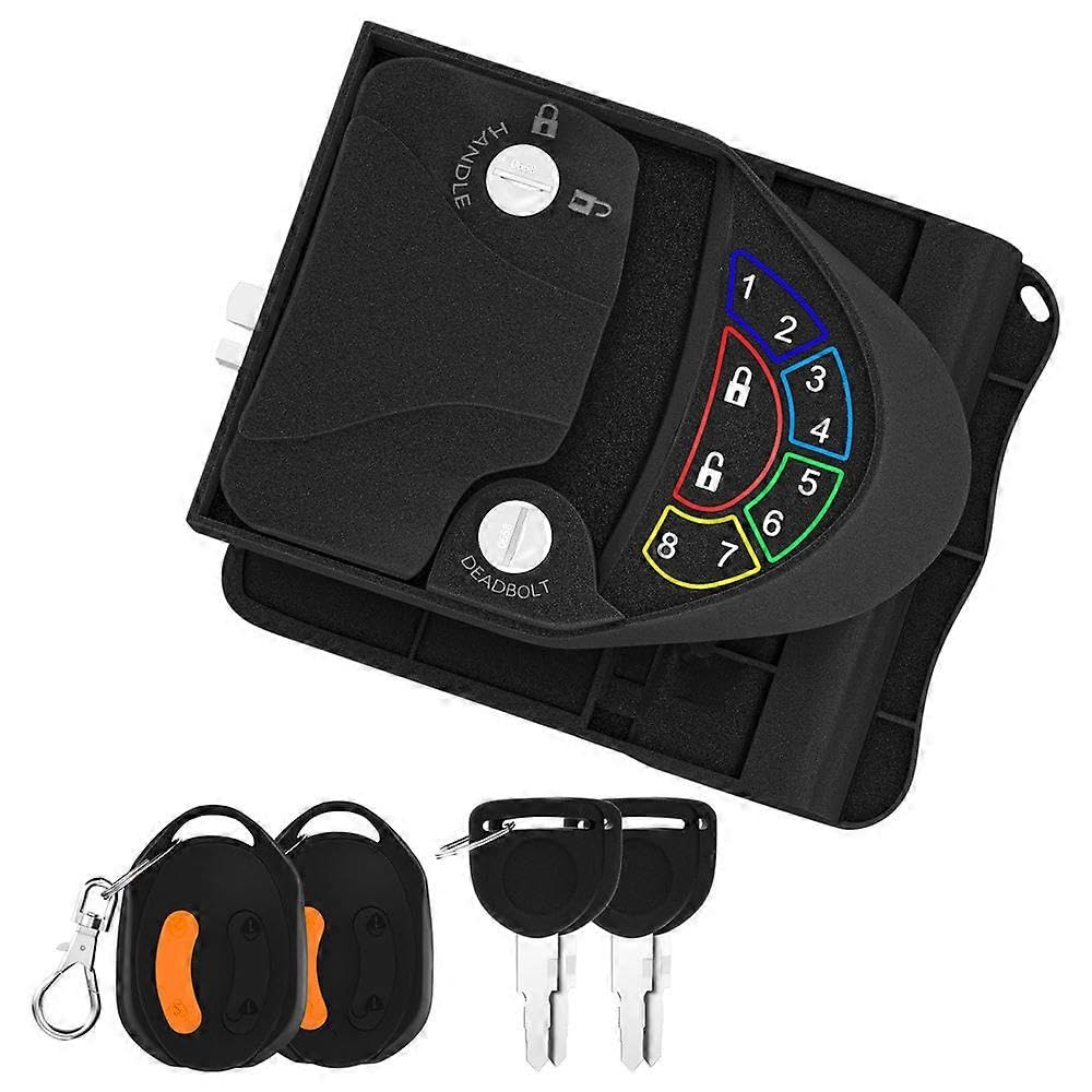 Joyhappst Image Color Rv Camper Door Lock Keyless Entry With Deadbolt Backlit Keypad Wireless Fob Zinc Alloy Fit 2.75" X 3.75"