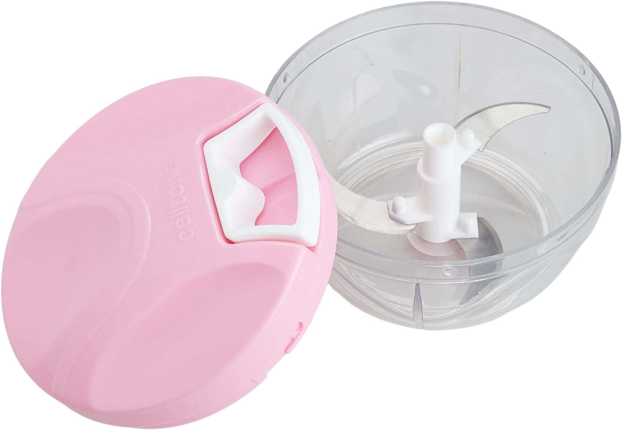 Handy Vegetable Chopper Cutter for Kitchen with 3 Sharp Stainless Steel Blades - Mini Portable Chopper for Fruit, Onion for a Salad with Pull String | Manual Veggie Slicer 500ml (Pink)