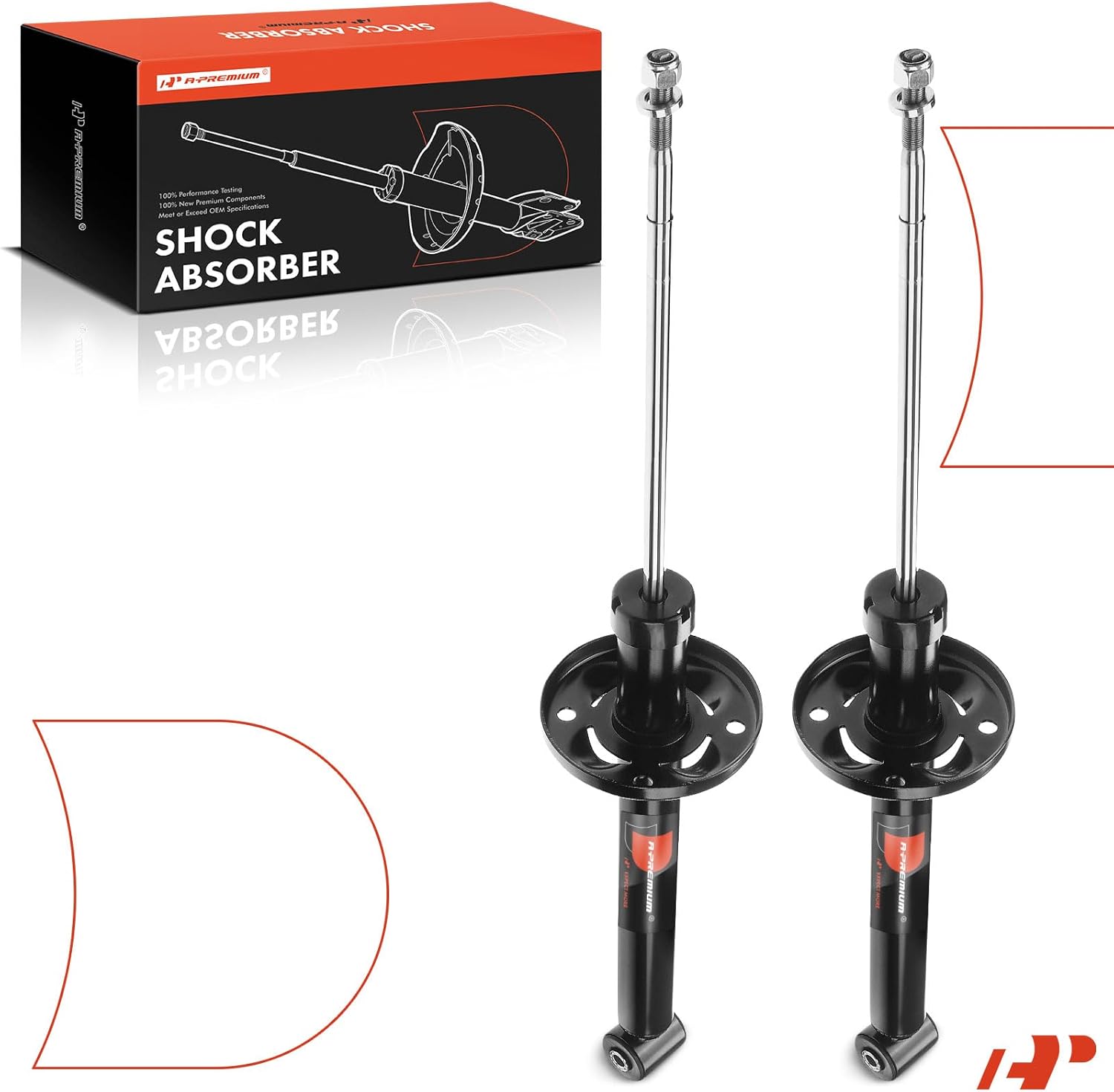 A-Premium Rear Pair (2) Shock Struts Absorbers Compatible with Volkswagen Cabrio 1995-2002, Corrado 1990-1992, Golf 1985-1998, Jetta 1985-1999, Driver and Passenger Side